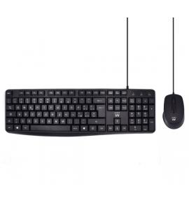 Ewent Pack Teclado + Raton para Oficina - Teclas Silenciosas de Perfil Bajo - 1000dpi - Disposicion Italiana QWERTY IT - Cable d