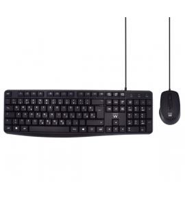 Ewent Pack Teclado + Raton para Oficina - Teclas Silenciosas de Perfil Bajo - 1000dpi - Disposicion Inglesa QWERTY US - Cable de