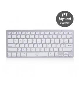 Ewent Teclado de Viaje - Modo Ahorro de Energia - Bluetooth 3.0 - Disposicion Portuguesa QWERTY PT - Alcance hasta 10m - Color P
