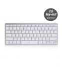 Ewent Teclado Inalambrico - 2x Baterias AAA - Disposicion QWERTY ES - Ultradelgado - Bluetooth - Color Plata/Blanco