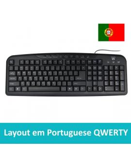 Ewent Teclado con Cable USB - Disposicion Portuguesa QWERTY PT - Plastico ABS - Teclas Silenciosas - Cable de 1.2m - Color Negro