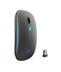 Ewent Raton Inalambrico - Receptor USB-A de 2.4GHz- Bluetooth 5.1 - Recargable - Luces RGB - 4 Botones - Bateria de Litio de 500