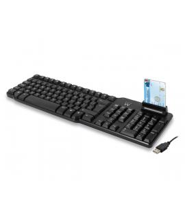 Ewent Teclado con Cable USB - Lector de Tarjetas Inteligentes - Cable de 1.5m - Disposicion Italiana QWERTY IT - Plastico ABS - 