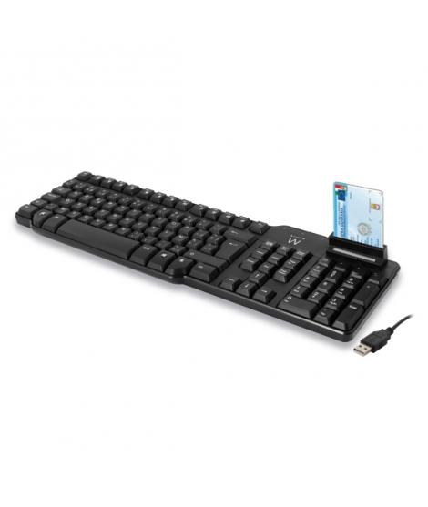Ewent Teclado con Cable USB - Lector de Tarjetas Inteligentes - Cable de 1.5m - Disposicion Italiana QWERTY IT - Plastico ABS - 