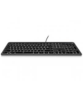 Ewent Teclado con Cable USB - Disposicion Inglesa QWERTY US - Retroiluminacion - Teclas de Bajo Perfil y Silenciosas - Cable de 