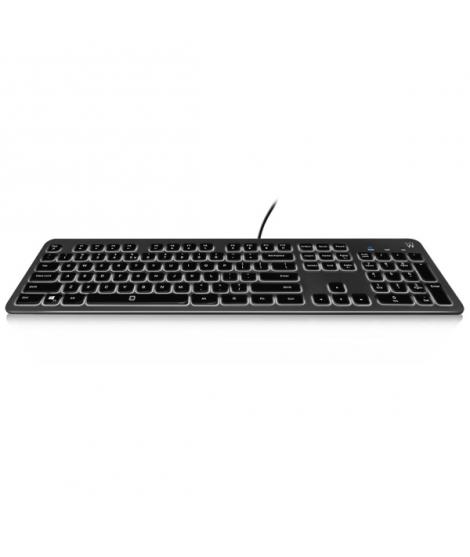 Ewent Teclado con Cable USB - Disposicion Inglesa QWERTY US - Retroiluminacion - Teclas de Bajo Perfil y Silenciosas - Cable de 