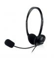 Ewent Auriculares Estereo - Microfono Integrado - 2x Jack de 3.5mm - Cable de 2.1m - Color Negro