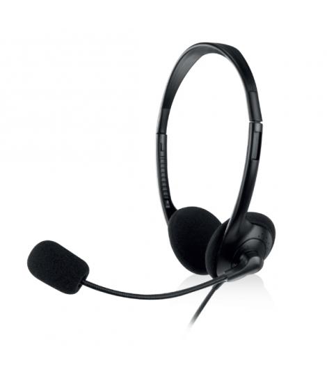 Ewent Auriculares Estereo - Microfono Integrado - 2x Jack de 3.5mm - Cable de 2.1m - Color Negro