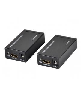 Ewent Pack Extensor HDMI por Cable UTP - hasta 60 Metros - Resolucion 1080P con Cable Cat6 - Color Negro