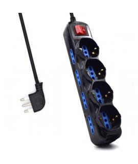 Ewent Regleta con 12 Tomas - 8 Tomas L + 4 Tomas L/F (Schuko) - Interruptor On/Off - Proteccion Infantil - Enchufe Italiano Plan