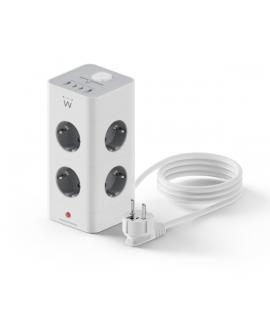 Ewent Regleta con 12 Tomas de Sobremesa - 8x Schuko 16A - 2x USB-A - 2x USB-C - Interruptor On/Off - Proteccion Infantil - Forma