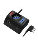 Ewent Regleta con 6 Tomas de Sobremesa - 2 Tomas L + 1 Toma L/F (Schuko) - 2x USB-A - 1x USB-C - Enchufe Italiano Plano en Angul