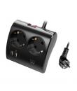Ewent Regleta de 5 Tomas de Sobremesa - 2x Schuko 16A - 2x USB-A - 1x USB-C - Interruptor On/Off - Cable de 1.5m - Color Negro