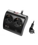 Ewent Regleta de 5 Tomas de Sobremesa - 2x Schuko 16A - 2x USB-A - 1x USB-C - Interruptor On/Off - Cable de 1.5m - Color Negro