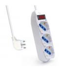 Ewent Regleta con 3 Tomas Tipo L/F (Schuko) de 10/16A - Interruptor On/Off - Enchufe Italiano Plano en Angulo - Cable de 1.5m - 