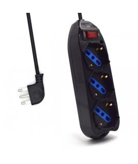 Ewent Regleta con 3 Tomas Tipo L/F (Schuko) de 10/16A - Interruptor On/Off - Enchufe Italiano Plano en Angulo - Cable de 1.5m - 