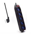 Ewent Regleta con 5 Tomas Tipo L/F (Schuko) de 10/16A - Interruptor On/Off - Enchufe Italiano Plano en Angulo - Cable de 1.5m - 