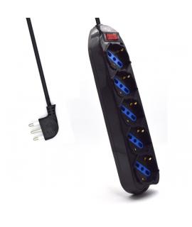 Ewent Regleta con 5 Tomas Tipo L/F (Schuko) de 10/16A - Interruptor On/Off - Enchufe Italiano Plano en Angulo - Cable de 1.5m - 