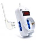 Ewent Regleta con 3 Tomas - 2 Tomas L + 1 Toma L/F (Schuko) - Interruptor On/Off - Enchufe Italiano Plano en Angulo - Cable de 1