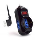 Ewent Regleta con 3 Tomas - 2 Tomas L + 1 Toma L/F (Schuko) - Interruptor On/Off - Enchufe Italiano Plano en Angulo - Cable de 1