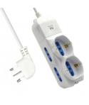 Ewent Regleta con 6 Tomas - 4 Tomas L + 2 Tomas L/F (Schuko) - Proteccion Infantil - Enchufe Italiano Plano en Angulo - Cable de