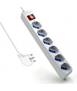 Ewent Regleta con 6 Tomas Tipo L/F (Schuko) de 10/16A - Interruptor On/Off - Proteccion contra Sobretensiones - Proteccion Infan