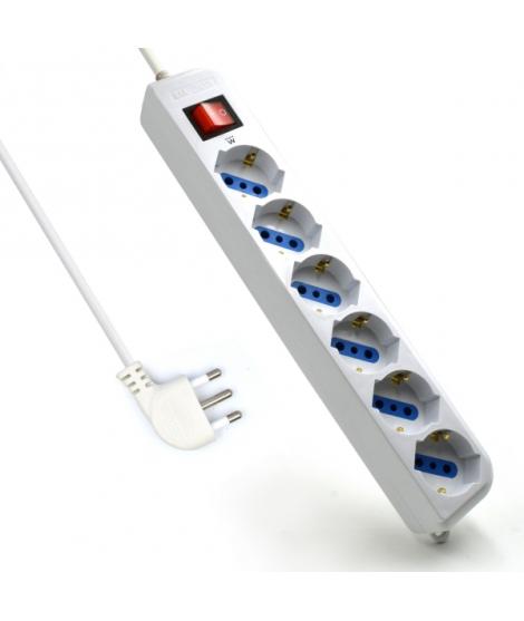 Ewent Regleta con 6 Tomas Tipo L/F (Schuko) de 10/16A - Interruptor On/Off - Proteccion contra Sobretensiones - Proteccion Infan
