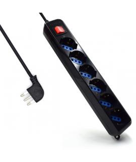 Ewent Regleta con 6 Tomas Tipo L/F (Schuko) de 10/16A - Interruptor On/Off - Proteccion contra Sobretensiones - Proteccion Infan
