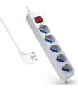 Ewent Regleta con 6 Tomas Tipo L/F (Schuko) de 10/16A - Interruptor de Encendido - Proteccion contra Sobretensiones - Proteccion