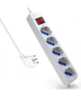 Ewent Regleta con 6 Tomas Tipo L/F (Schuko) de 10/16A - Interruptor de Encendido - Proteccion contra Sobretensiones - Proteccion