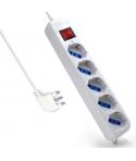 Ewent Regleta con 6 Tomas Tipo L/F (Schuko) de 10/16A - Interruptor de Encendido - Proteccion contra Sobretensiones - Proteccion