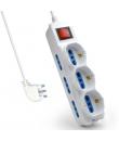 Ewent Regleta con 9 Tomas - 6 Tomas L + 3 Tomas L/F (Schuko) - Interruptor On/Off - Proteccion contra Sobretensiones - Enchufe I