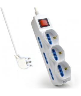 Ewent Regleta con 9 Tomas - 6 Tomas L + 3 Tomas L/F (Schuko) - Interruptor On/Off - Proteccion contra Sobretensiones - Enchufe I