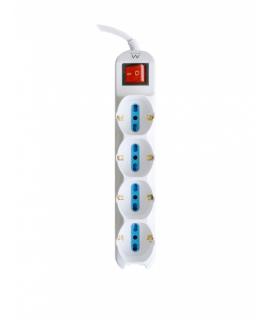 Ewent Regleta con 12 Tomas - 8 Tomas L + 4 Tomas L/F (Schuko) - Interruptor On/Off - Proteccion contra Sobretensiones - Protecci