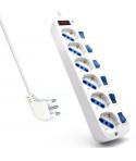 Ewent Regleta con 6 Tomas Tipo L/F (Schuko) de 10/16A - Interruptor de Encendido General e Individual - Proteccion contra Sobret