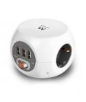 Ewent Regleta con 6 Tomas de Sobremesa - 3x Schuko 16A - 3x USB-A - Interruptor On/Off - Cable de 1.5m - Forma de Cubo - Color B