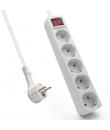 Ewent Regleta de 5 Tomas Schuko 16A - Proteccion Infantil - Interruptor On/Off - Cable de 1.5m - Enchufe Schuko Plano en Angulo 