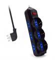 Ewent Regleta con 9 Tomas - 6 Tomas L + 3 Tomas L/F (Schuko) - Interruptor On/Off - Enchufe Italiano Plano en Angulo - Cable de 