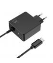Ewent Cargador de Pared USB-C de 65W - Power Delivery - USB-A Extra - Cable de 1.5m - Proteccion Electrica - Color Negro