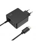Ewent Cargador de Pared USB-C de 65W - Power Delivery - USB-A Extra - Cable de 1.5m - Proteccion Electrica - Color Negro