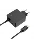 Ewent Cargador de Pared USB-C de 45W - Power Delivery - USB-A Extra - Cable de 1.5m - Proteccion Electrica - Color Negro