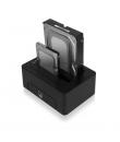 Ewent Estacion de Docking de Doble Bahia - HDD/SSD SATA de 2.5/3.5" - USB 3.2 Gen1 - Funcion de Clonado - Indicador LED - Color 