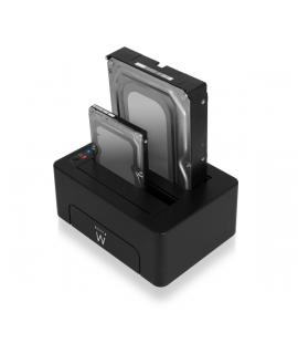 Ewent Estacion de Docking de Doble Bahia - HDD/SSD SATA de 2.5/3.5" - USB 3.2 Gen1 - Funcion de Clonado - Indicador LED - Color 