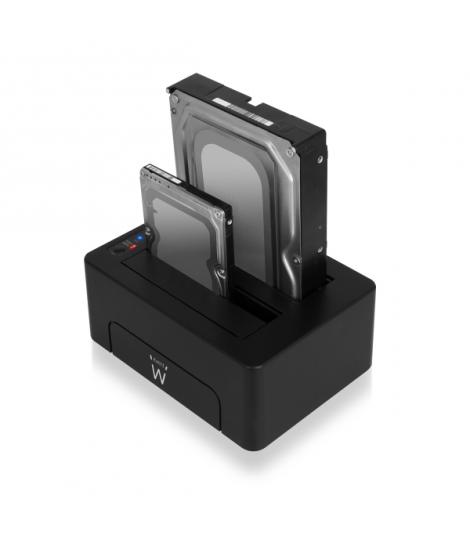Ewent Estacion de Docking de Doble Bahia - HDD/SSD SATA de 2.5/3.5" - USB 3.2 Gen1 - Funcion de Clonado - Indicador LED - Color 