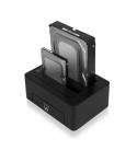 Ewent Estacion de Docking de Doble Bahia - HDD/SSD SATA de 2.5/3.5" - USB 3.2 Gen1 - Funcion de Clonado - Indicador LED - Color 