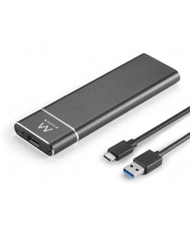 Ewent Carcasa Externa para SSD M.2 - USB-C 3.2 Gen1 - Aluminio - Disipacion de Calor - Indicador LED - Color Negro