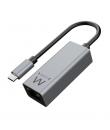 Ewent Conversor Adaptador de Red RJ45 a USB-C - Gigabit 10/100/1000Mbps - Cable de 15cm - Color Aluminio