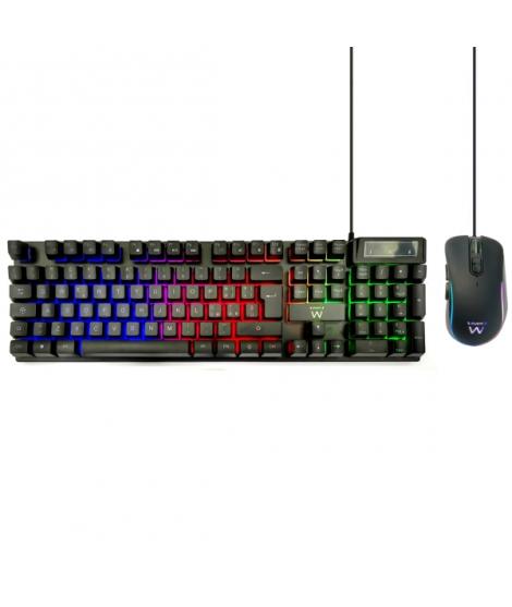 Ewent Pack Teclado + Raton Gaming - Iluminacion RGB - Disposicion Italiana QWERTY IT - 3600dpi - 12 Teclas Multimedia - Cable de