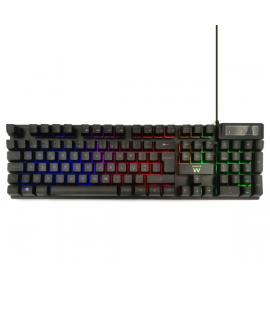 Ewent Teclado Gaming de Membrana - Iluminacion RGB - Disposicion Portuguesa QWERTY PT - Cable de 1.5m - 12 Teclas Multimedia - C
