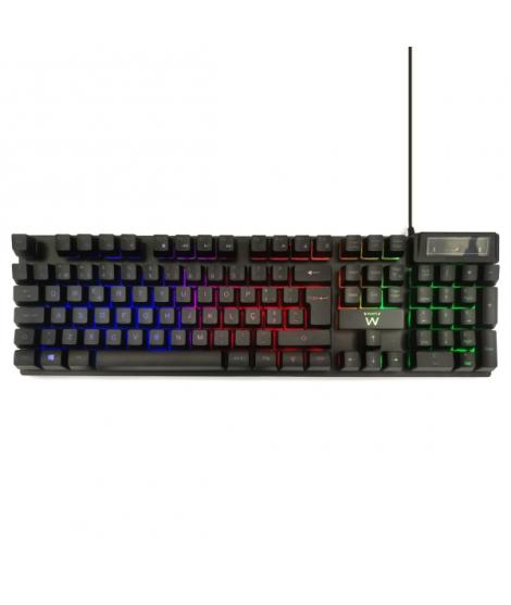 Ewent Teclado Gaming de Membrana - Iluminacion RGB - Disposicion Portuguesa QWERTY PT - Cable de 1.5m - 12 Teclas Multimedia - C